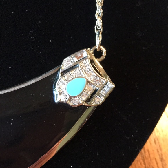 Statement Necklace | Silver & Faux Turquoise - Picture 5 of 13